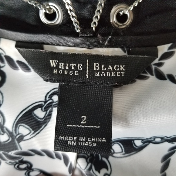 White House Black Market Tweed Jacket Blue 2 Chain - Picture 5 of 7